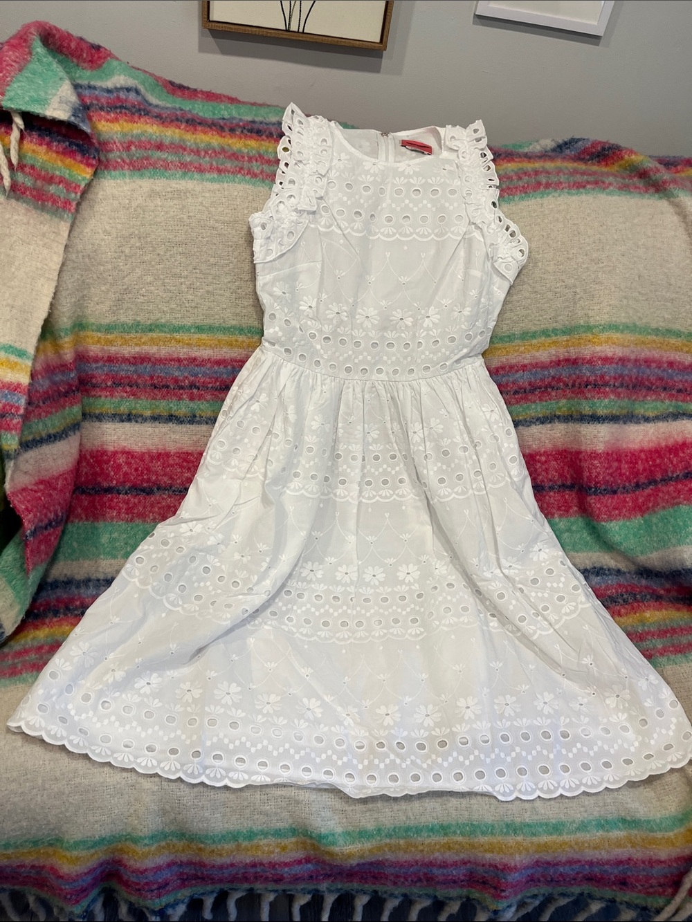 Kate Spade 8 NWOT White Eyelet Sleeveless Fit-and-Flare Dress midi new